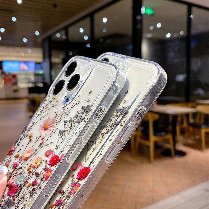 Clear Phone Case For Samsung S26 S25 Ultra S24 S23 S22 S21 A57 A37 A17 A07 A56 5G A36 A26 A16 A55 A54 A53 Pink Flower Soft Cover
