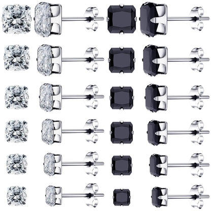 1 Pair 3mm-8mm Medical Stainless steel Crystal Zircon Ear Studs Earrings For Women/Men 4 Prong Tragus Cartilage Piercing Jewelry