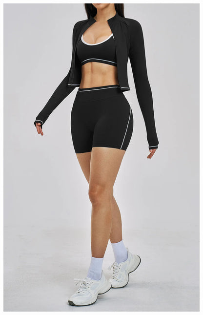 3PCS Sports Sets Woman Set Yoga Sexy Outfits Nude Feel Spring Summer Women's Gym Kit Female Fitness Clothing Outdoor Running
