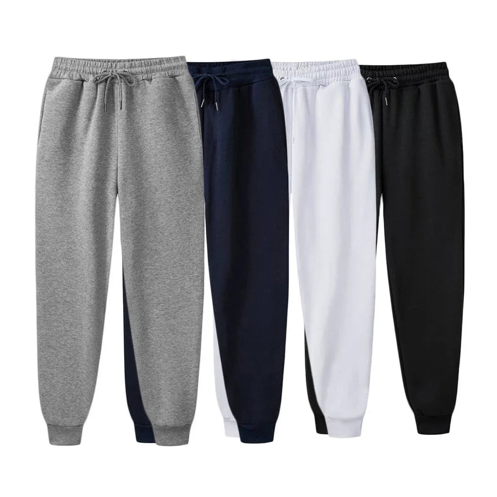 Mens Casual Pants Autumn Winter Fleece Sweatpants Men Running Jogger Sports Gym Trousers Fashion Solid Color Workout Long Pants