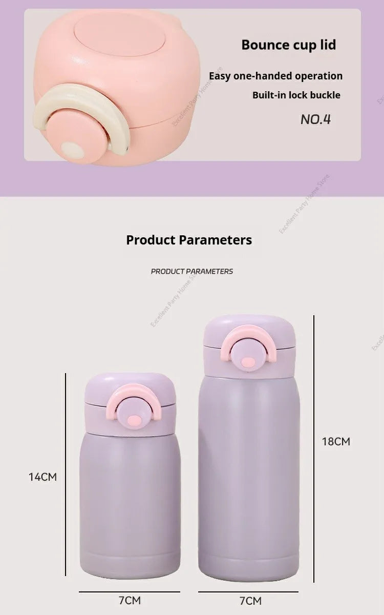 200ML/350ML Mini Thermos Cup Small Capacity Vacuum Flask Stainless Steel Pocket Cup Coffee Mug Kids Insulated Hot Water Bottle