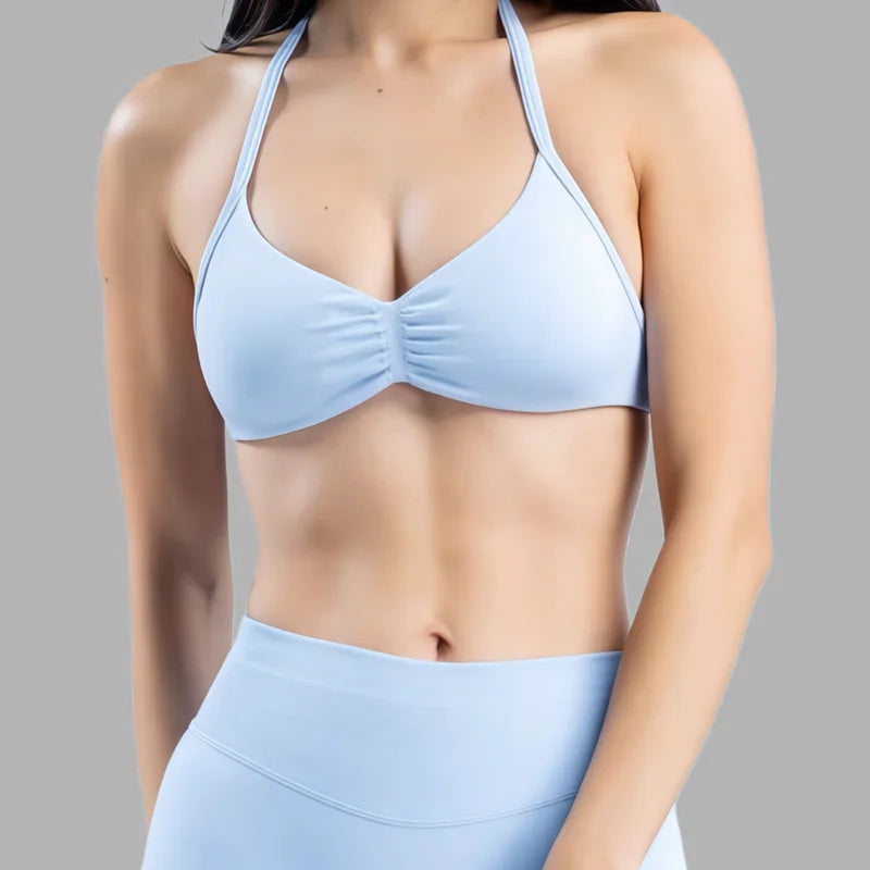 Impact Sports Bra - Seamless Yoga Halter Top for Women | High Support Fitness Workout Bra