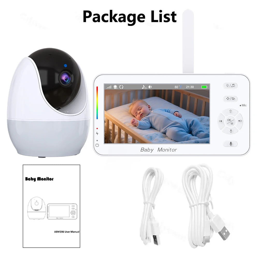 1080P HD WiFi Baby Monitor Phone APP Remote View 4.3" Nanny Night Light VOX HD Night Vision Lullabies Temperature Monitor Camera