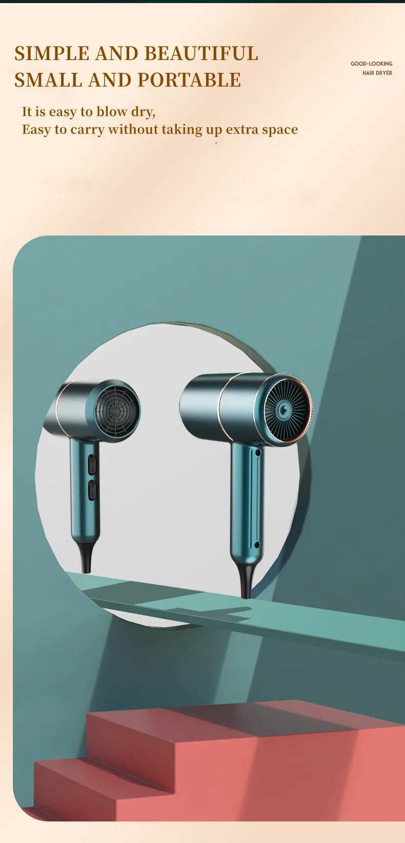 Professional Hair Dryer - Foldable High Power Negative Ion Blu-Ray Electric Blow Dryer