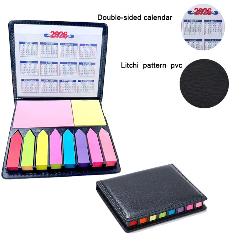 2026 New 1 Set of Colorful Convenience Stickers Organization Multi-Color Stickers Set Leather Packaging Box Calendar