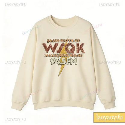 WSQK The Squawk 94.5 FM Radio Sweatshirt Wsqk Unisex Sweatshirts Vintage Sci-fi Crewneck 80s Nostalgic Sweater Retro Shirt Gift