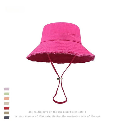 1pc Solid Color Vacation Bucket Caps with Large Eaves for Women Men,spring and Summer Outdoor Providing Sun Protectionsuitable