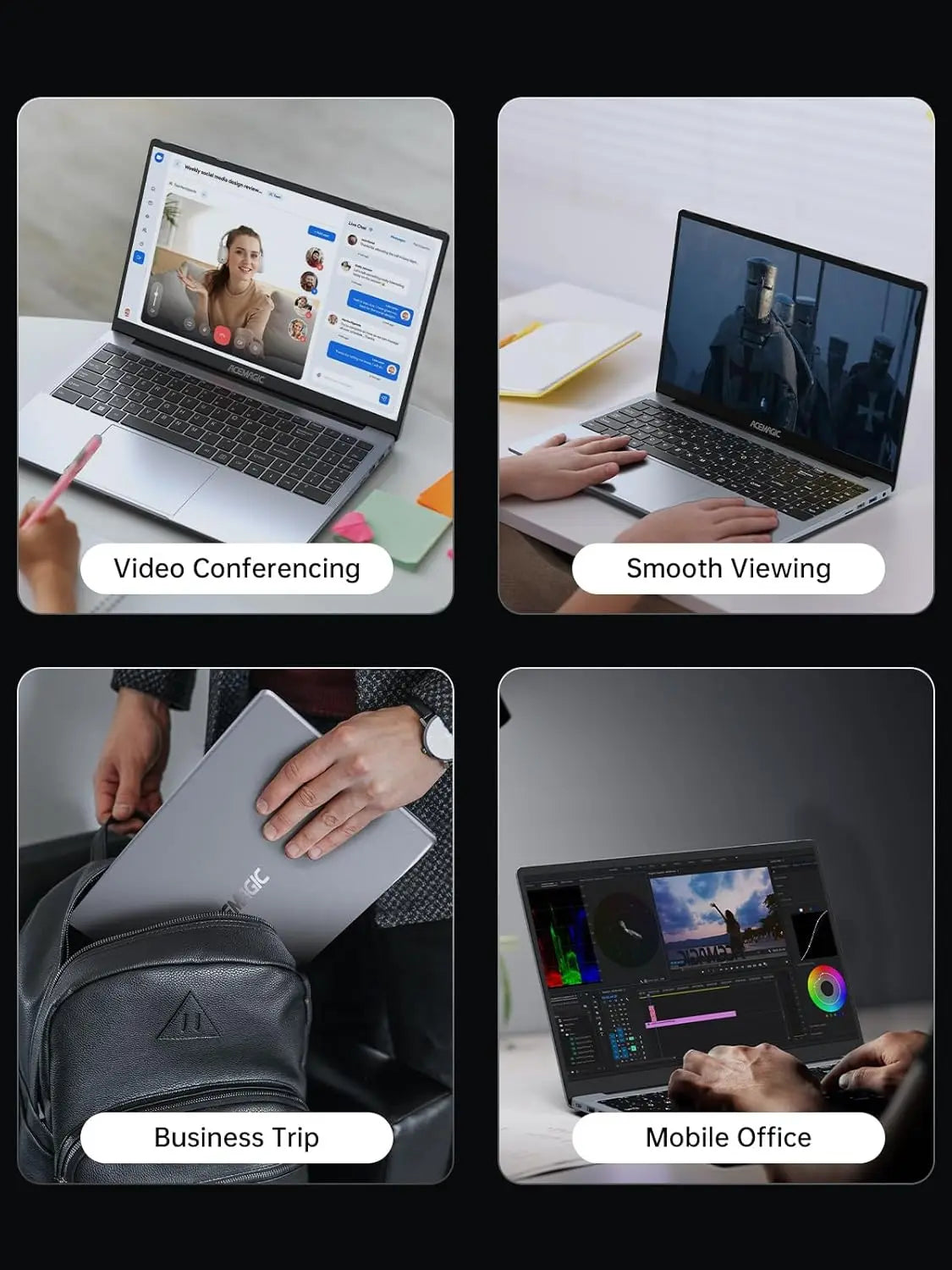 ACEMAGIC Ultra Thin Laptop - Intel N97 Portable Office Laptop with 16GB DDR4 RAM & 512GB SSD