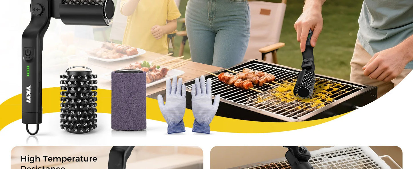 Electric BBQ Grill Brush with 3-Speed Settings 2600mAh Cordless Rechargeable Adjustable Angle Grill Cleaning Tool