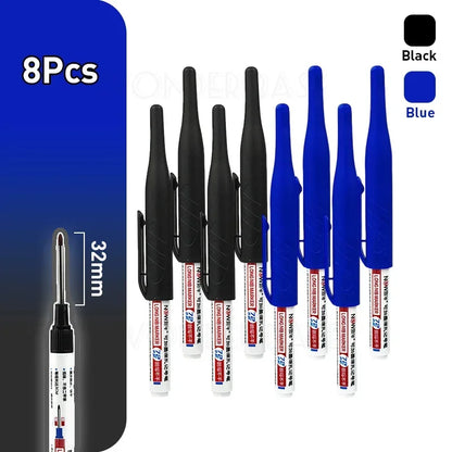 Waterproof Multi-Purpose 32mm Deep Hole Marker Pens - 1-8 Pcs in 4 Colors for Wood Tile Metal  Bathroom Use