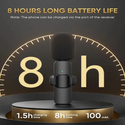 2 Pcs Wireless Lavalier Microphone, Mini Clip-on Mic for iPhone Android iPad, Crystal Clear Sound Quality