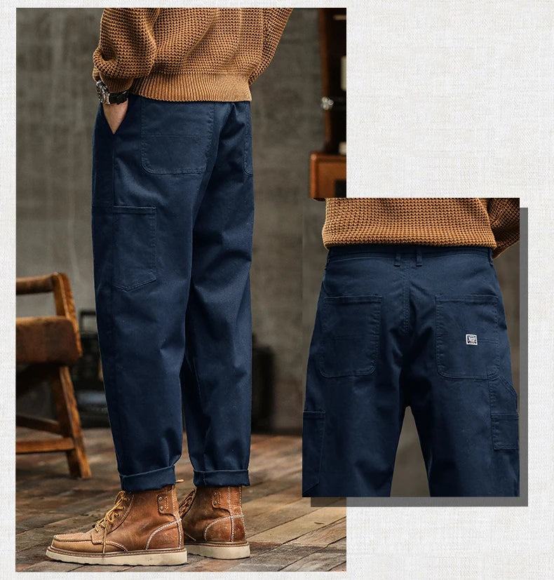 HIQOR Men's Loose Profile Pants American Vintage Trousers For Men High Waist Army Green Men's Casual Pants Cargo Trousers Male