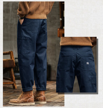 HIQOR Men's Loose Profile Pants American Vintage Trousers For Men High Waist Army Green Men's Casual Pants Cargo Trousers Male