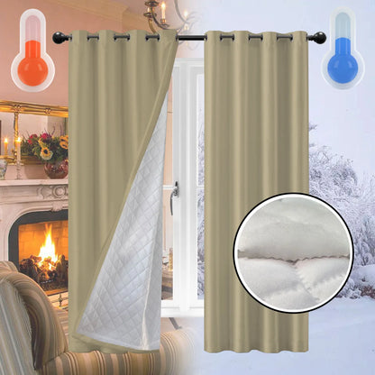 Thermal Insulation Curtains - Thickened Cotton Window Drapes for Bedroom & Living Room