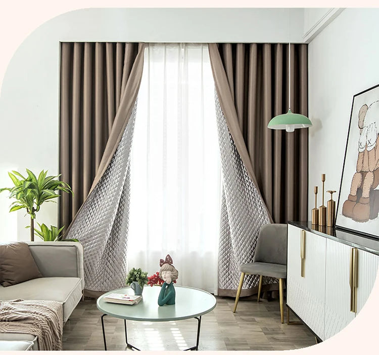 Windproof Winter Curtains - Thick Cotton Thermal Drapes for French Windows | Sound Insulation & Energy Saving