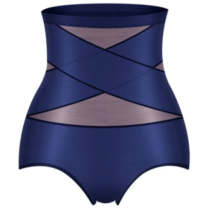 Women Ice Silk High Waist Shapewear Panties Cross Bandage Tummy Control Underwear
