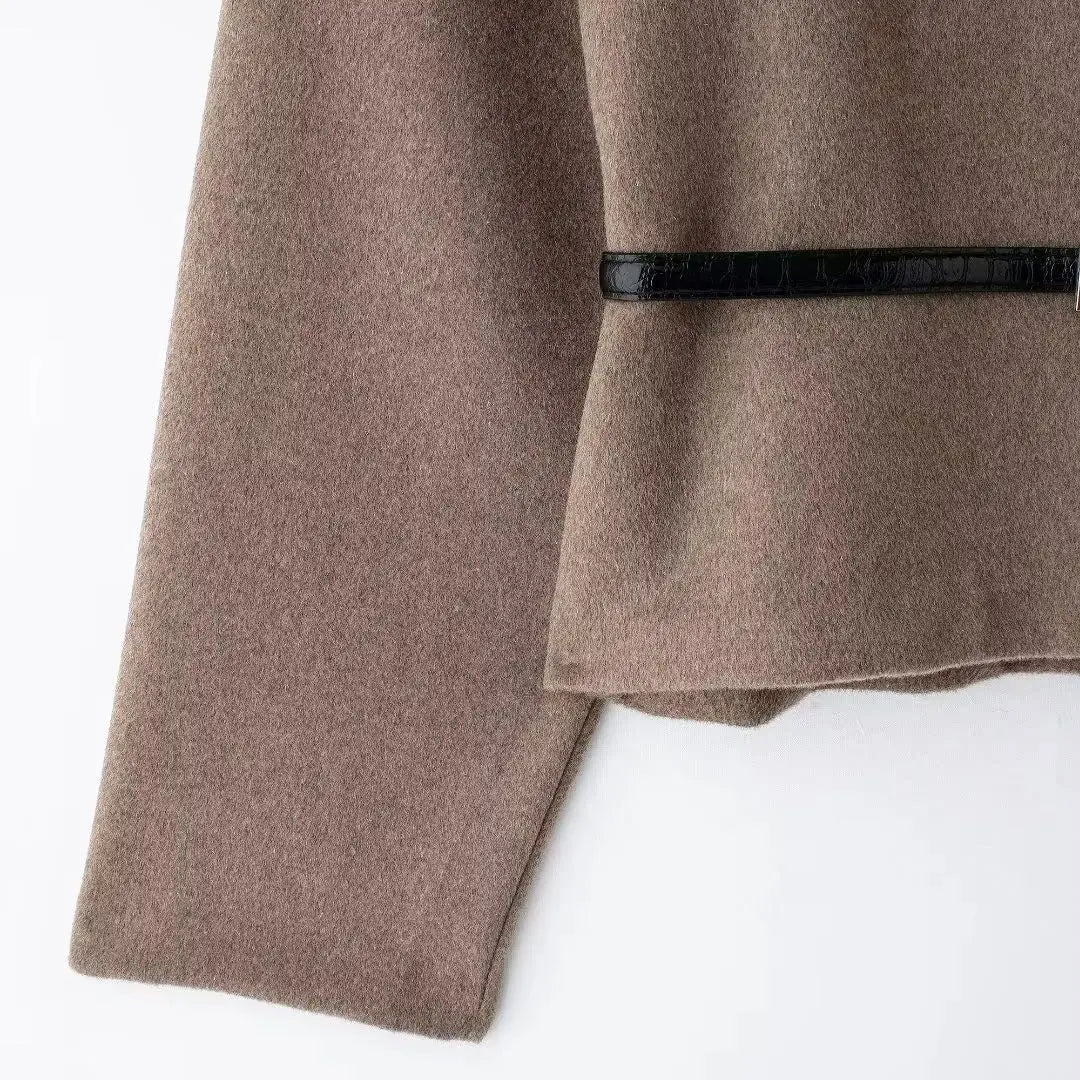 Women's Autumn Coat - Belted Winter Jacket With Soft Top Outerwear, Elegant Casual Style