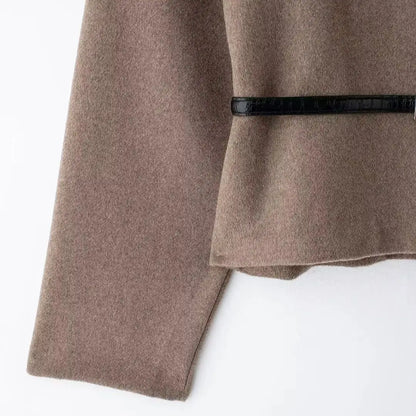 Women's Autumn Coat - Belted Winter Jacket With Soft Top Outerwear, Elegant Casual Style