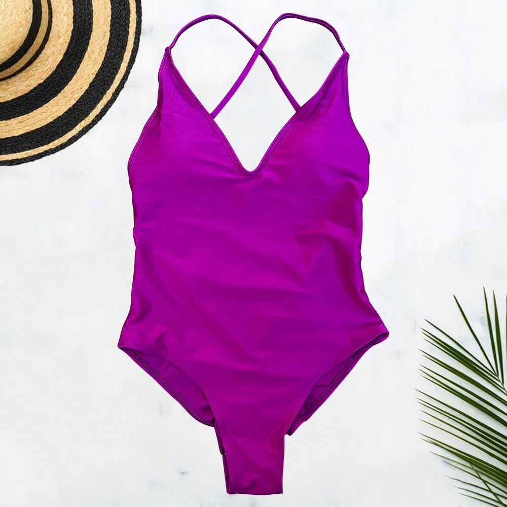 Solid One Piece Swimsuit Women Swimwear 2025 New Bikini Sexy Bodysuit Plus Size Bathing Suit Swimming Suit maillot de bain femme