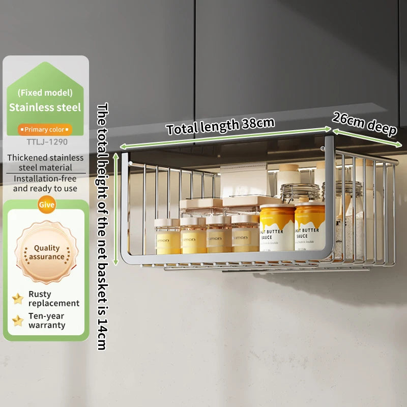 Retractable Hanging Basket - Stainless Steel Kitchen Storage Organizer With Large Capacity