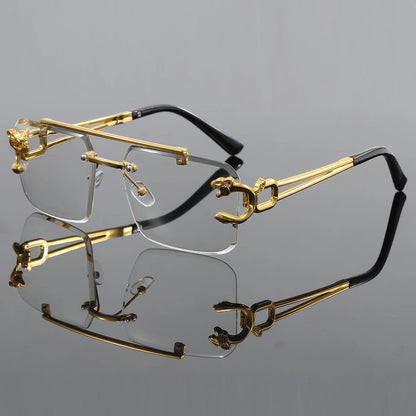 Retro Rimless Sunglasses - Unisex Square UV400 Protection Stainless Steel Frame Eyewear