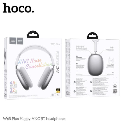 HOCO W65 Plus ANC Noise Reduction Bluetooth Headphones Over The Ear Wireless Big Earphone Hifi Sounds Sport Headsets With Button