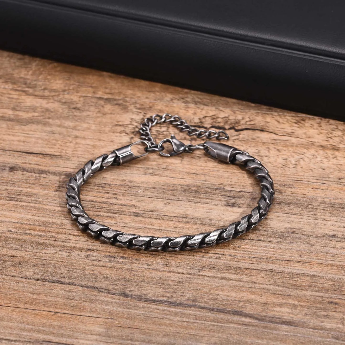 Vintage Chain Bracelets for Men Boys,Byzantine Stainless Steel Braided Link Wristband,Retro Jewelry Birthday Father Gifts