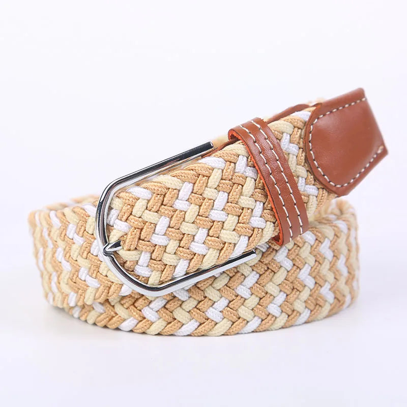 Unisex Stretch Jeans Belt - Casual Knitted Woven Canvas Pin Buckle
