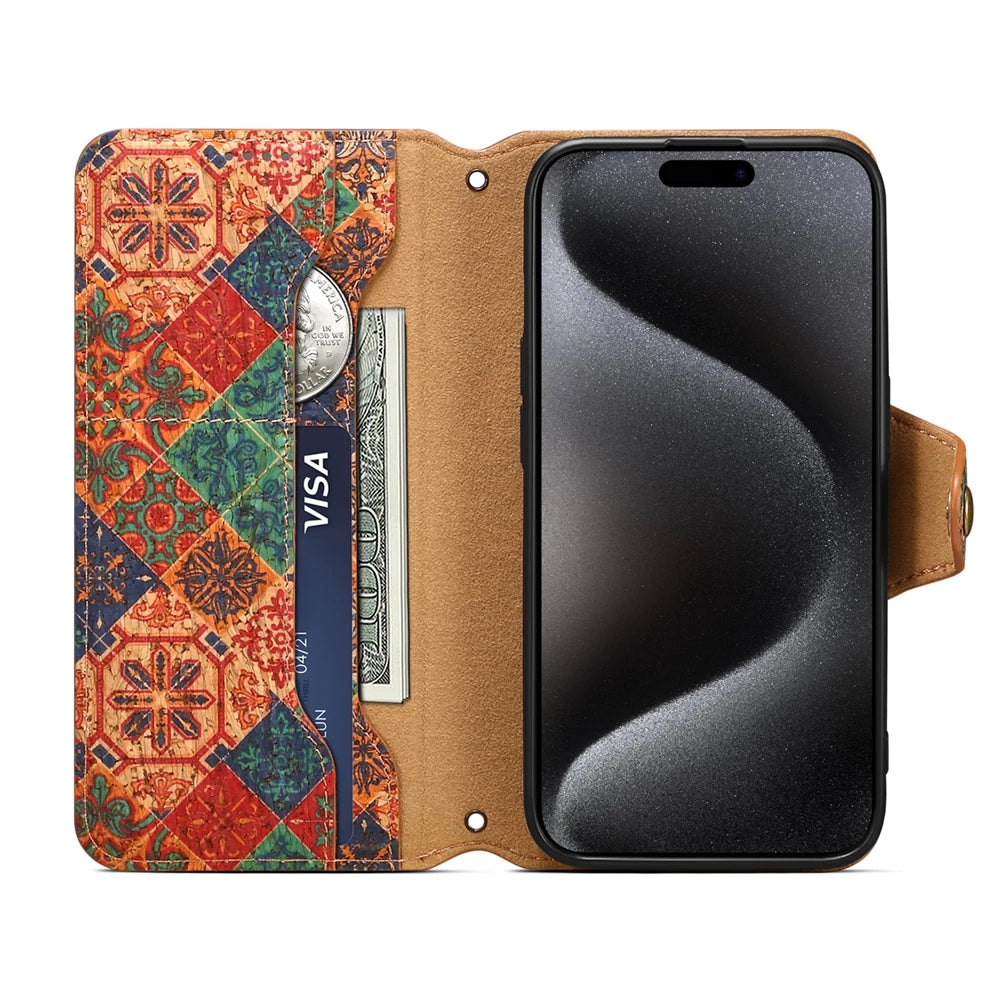 Wallet i Phone 15 Case for Coque iPhone 17 16 15 14 13 12 11 Pro Max 7 8 Plus X XS XR Case High Quality Leather Totem Flip Cover