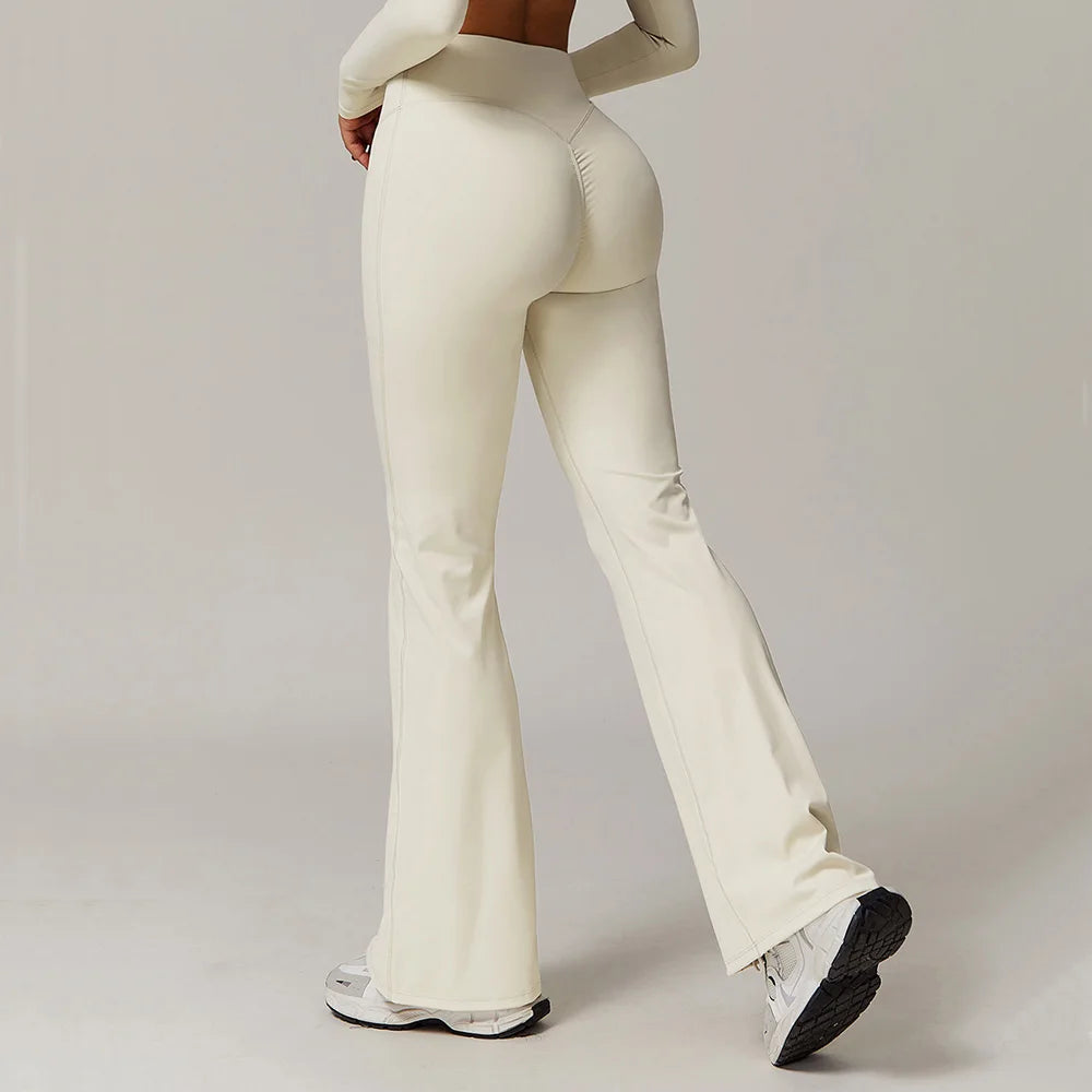 High Waist Wide Leg Pants Leggings Women Tights Fitness Bell-bottoms Yoga Elastic Leggings Push Up Gym Workout Flared Pants