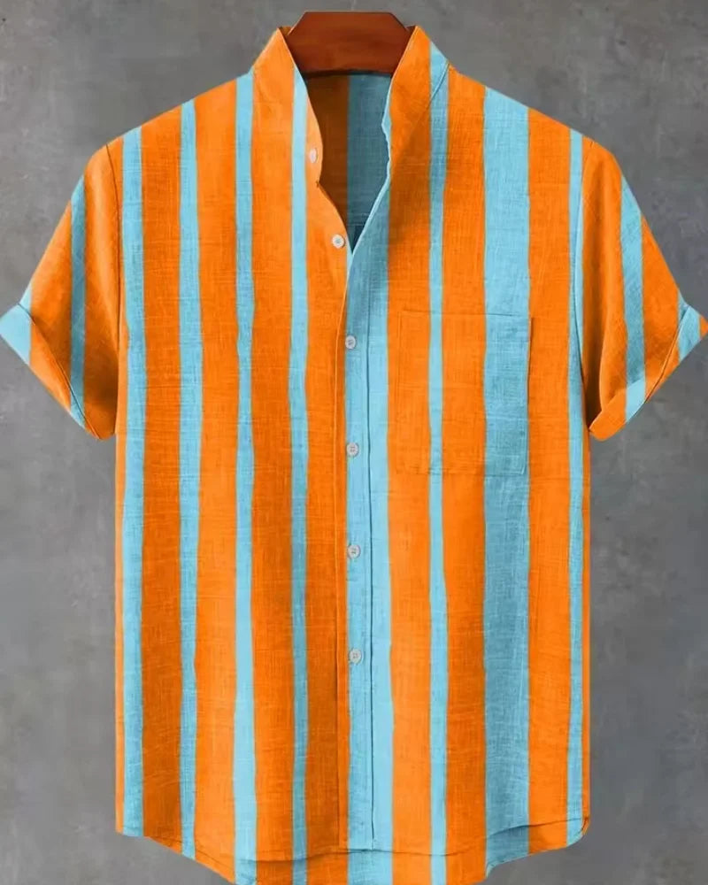 Hawaiian Casual Printed Men's Linen Shirt Short Sleeved 3D Printed Original Summer Plus Size Street Top Mens Clothing