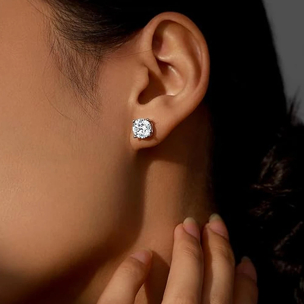 2.0ct Moissanite Stud Earrings – 925 Sterling Silver