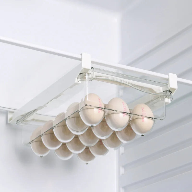 Refrigerator Egg Storage Box - Drawer Style Plastic Egg Holder and Fresh-Keeping Food Rack