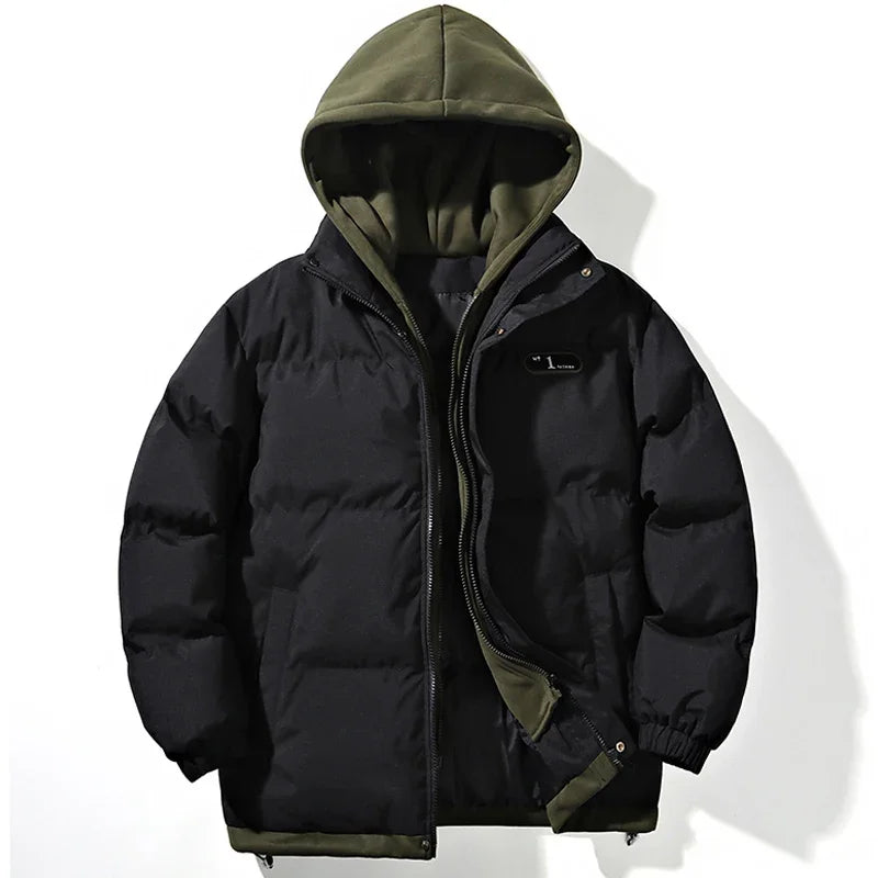 Winter Fake Two Piece Parkas Man Thick Padded Jacket for Men Rascal Handsome Coat Men's Winter Warm Cotton Padded Puffer Jacket