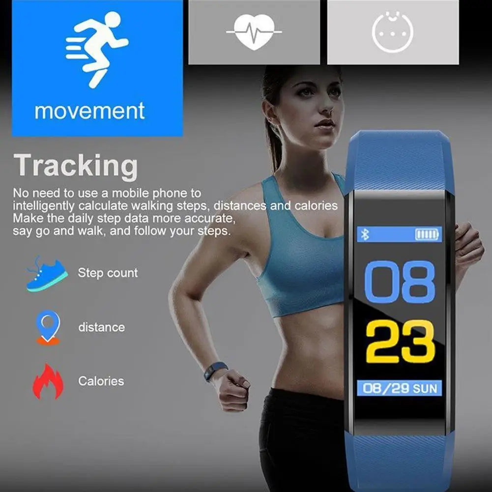 HD Color Screen 115plus Smart Band Heart Rate Health Watch Waterproof Sports Bracelet