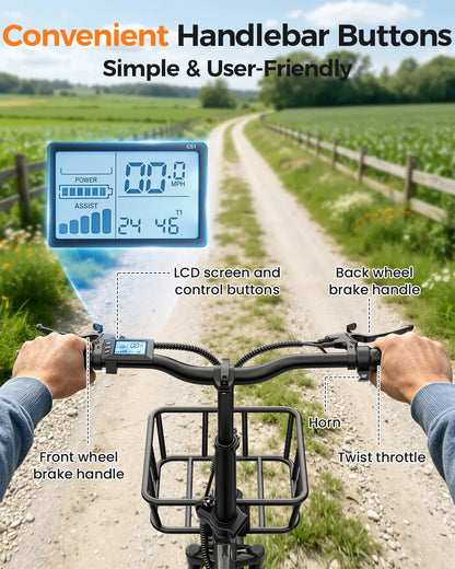 Spacewalk 1200W Peak Electric Trike for Adults, 48V 15Ah Battery 3 Wheel Electric Bike with 60 Miles Range, 18×3.0 Fat Tires, Dual Disc Brakes, Rear Cargo Basket, Adjustable Comfort Seat, Folding E Tricycle for Seniors-Black