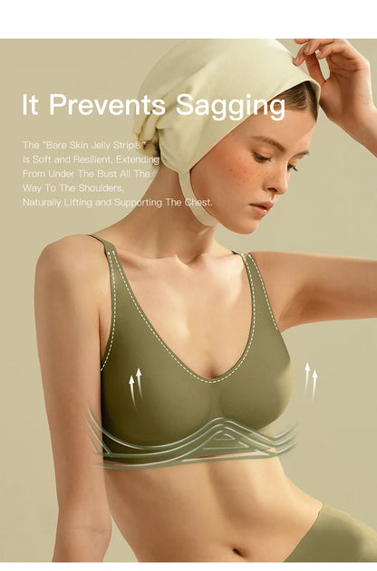 Plus Size Wireless Bra - Seamless Push Up Padded Plunge Bra with Adjustable Straps