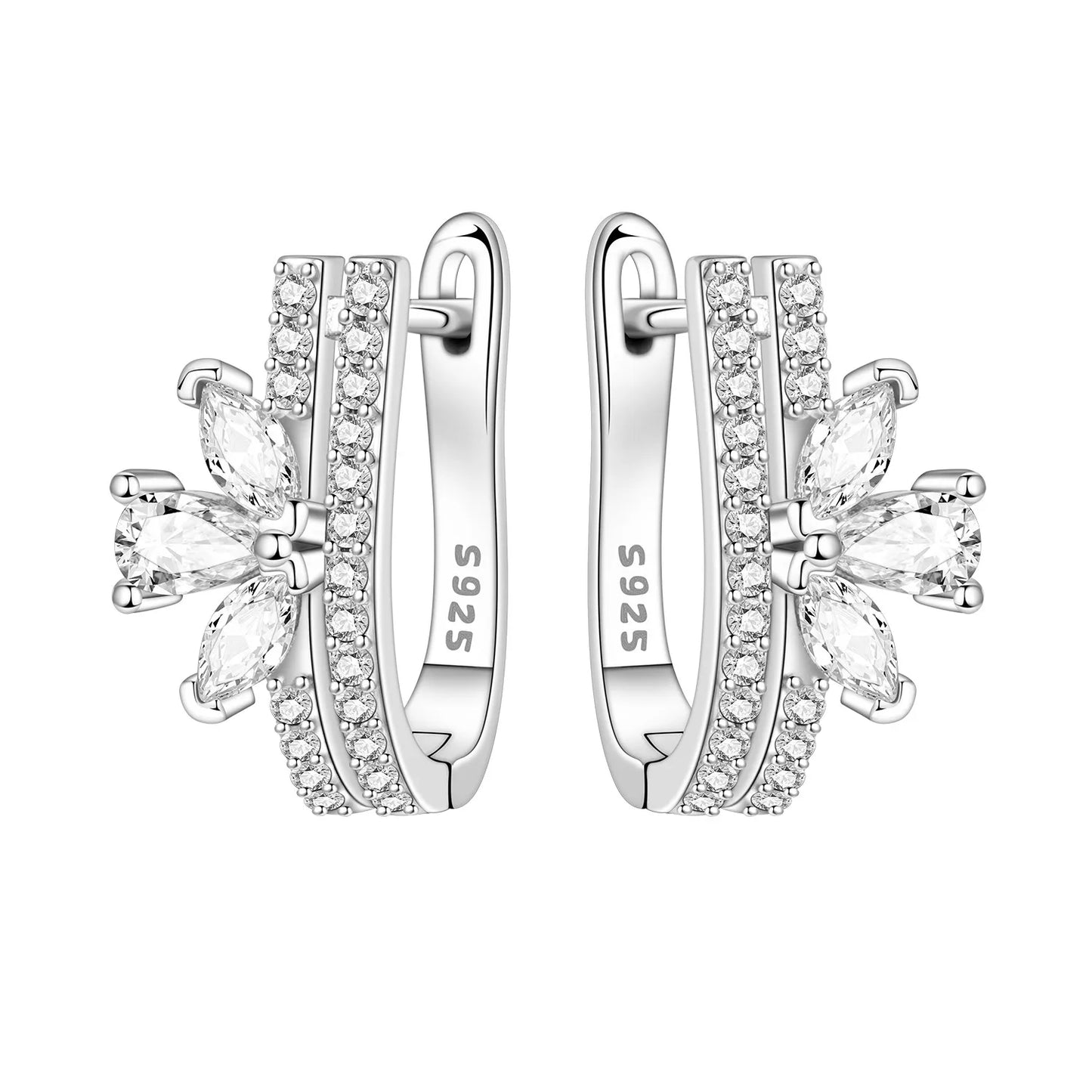 Orstarry S925 Sterling Silver Square Chain With Stone Inlaid Earrings Hoop Earrings For Women Jewelry Original Party Trendy Gift