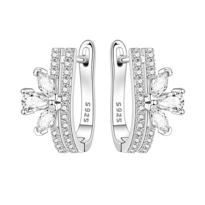 Orstarry S925 Sterling Silver Square Chain With Stone Inlaid Earrings Hoop Earrings For Women Jewelry Original Party Trendy Gift