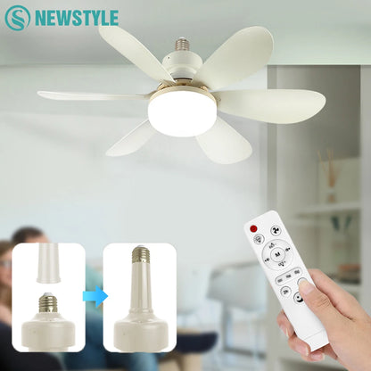 E27 Base 40W LED Ceiling Fan Light 3 Adjustable Lighting Modes Remote Control High Wind Power Electric Fan Light for Living Room