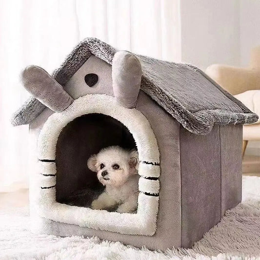 All Season Dog House Style Bed - Removable Washable Pet Bed for Small Dogs Teddy Winter Warm Cat Dog House