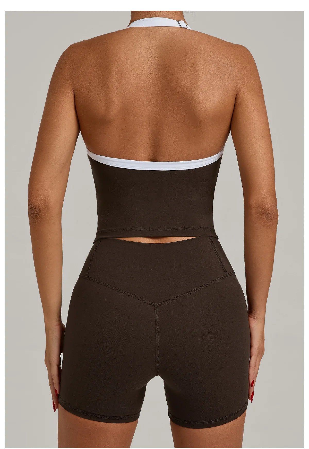 Fashion Patchwork Skinny Shorts Set Gym Women Workout Clothing Summer Sleeveless Backless Fitness Sport Suit Women Sportwear Red
