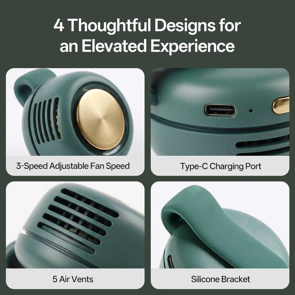 Portable Neck Waist Fan Mini Clip Fan Electric Air Cooling Fan 900mah USB Bladeless Fan Portable Air Cooler for Outdoor Home