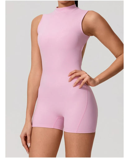 New Summer Women's Sleeveless Back Hollow Jumpsuit Female Sports Suit Fitness Yoga Clothing Peach Hipo Gym Overalls 1 Pcs