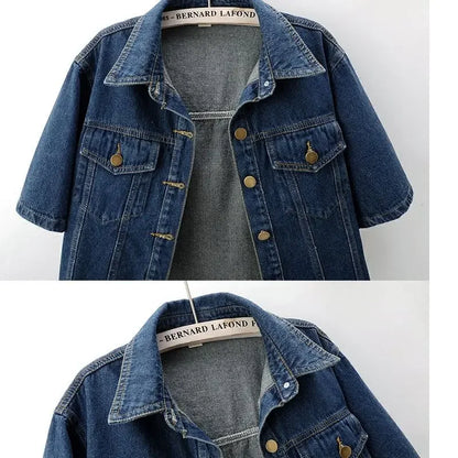 Fashionable New Versatile Short Sleeved Denim Jacket for Women Loose Korean Version Top Small Shawl Cardigan for Outerwear
