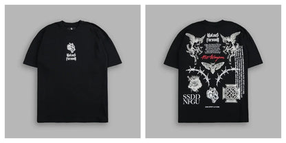 WOLVES CLUB STABILITY "PREMIUM" OVERSIZED TEE IN BLACK Summer Men's and Women's T-shirt Fashion Loose Printed Tops