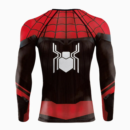 Mens Long Sleeve Spider-Man Compression Shirt - Superhero Cosplay Fitness Top - ZOOMNSTORE