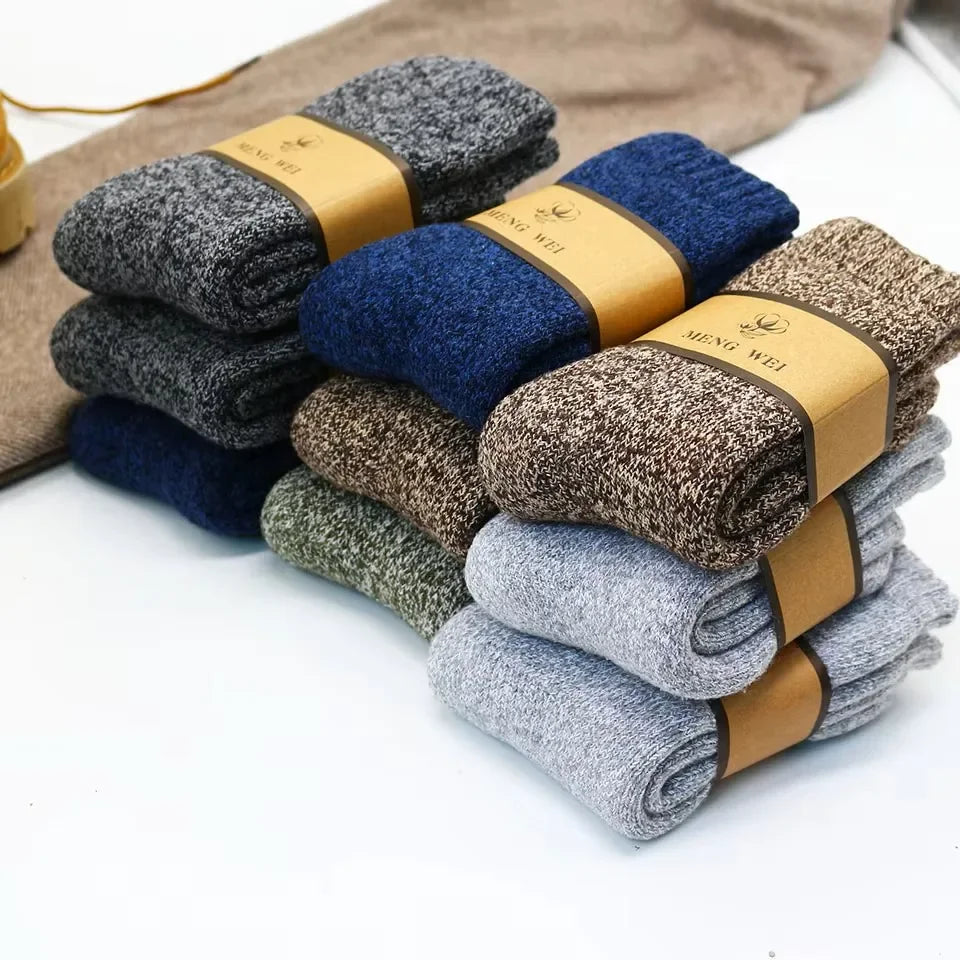 Mens Solid Color Winter Socks - Soft Comfortable Casual 3515 Pairs - ZOOMNSTORE