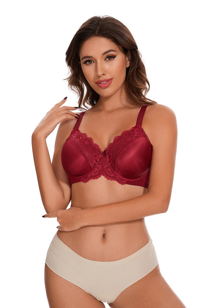 Sheroine Underwire Women Bras Lace Floral Minimizer Full Coverage Non Padded Unlined Everyday Comfort Support T-Shirt Bra
