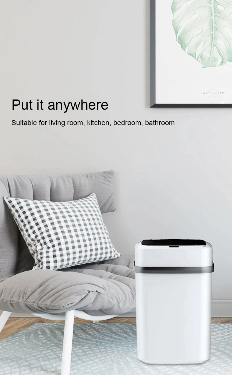 Smart Touch Trash Can - 13L Kitchen and Bathroom Waste Bin